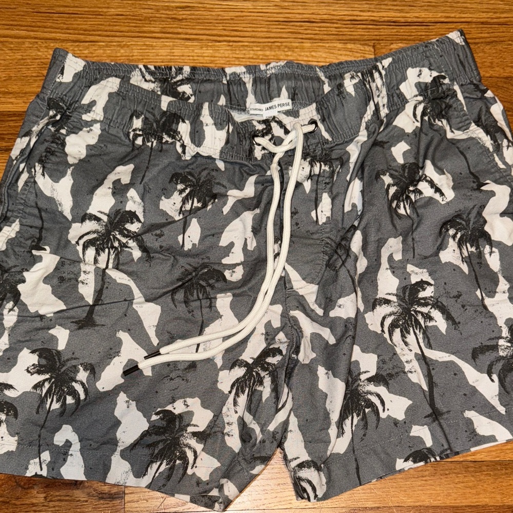 James Perse Black and White Palm Shorts